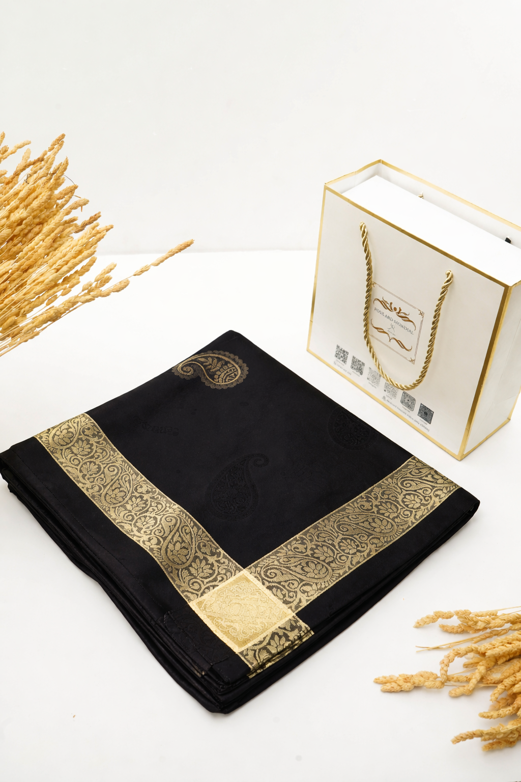 Foulard Kemkha Carre Noir dore CG-011