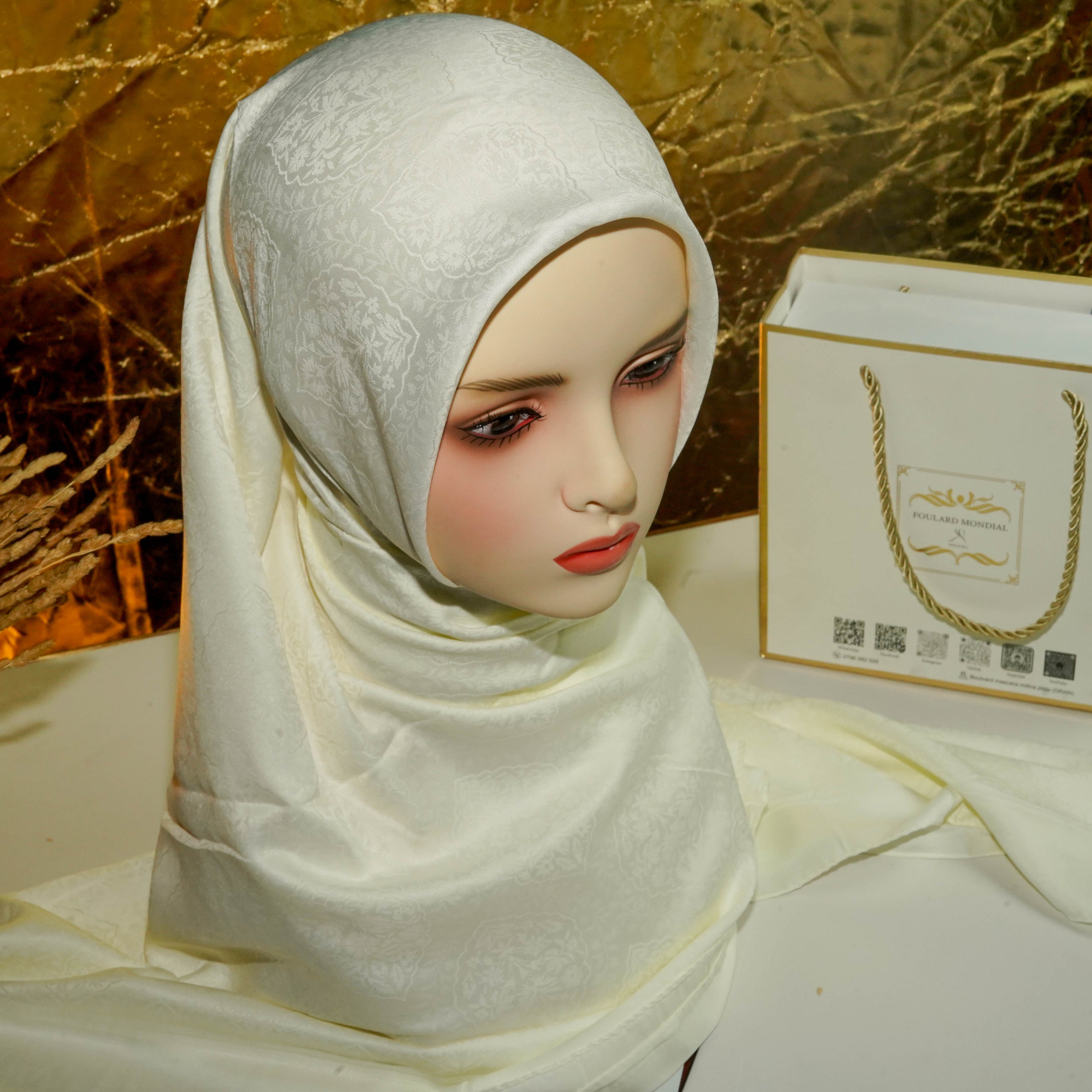 KHIMAR KAMKHA CARRÉ BLANC  CK-002