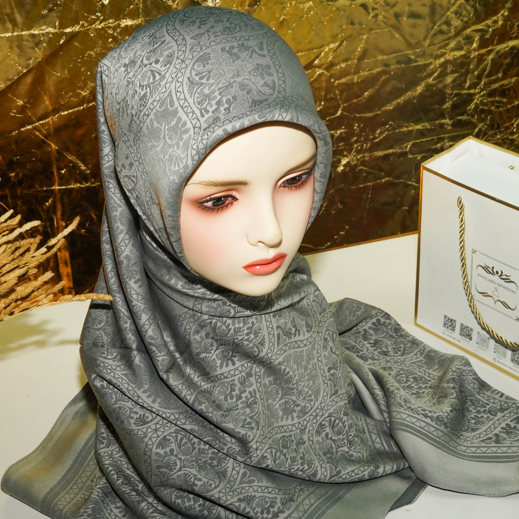 KHIMAR KAMKHA CARRÉ GRIS CK-001