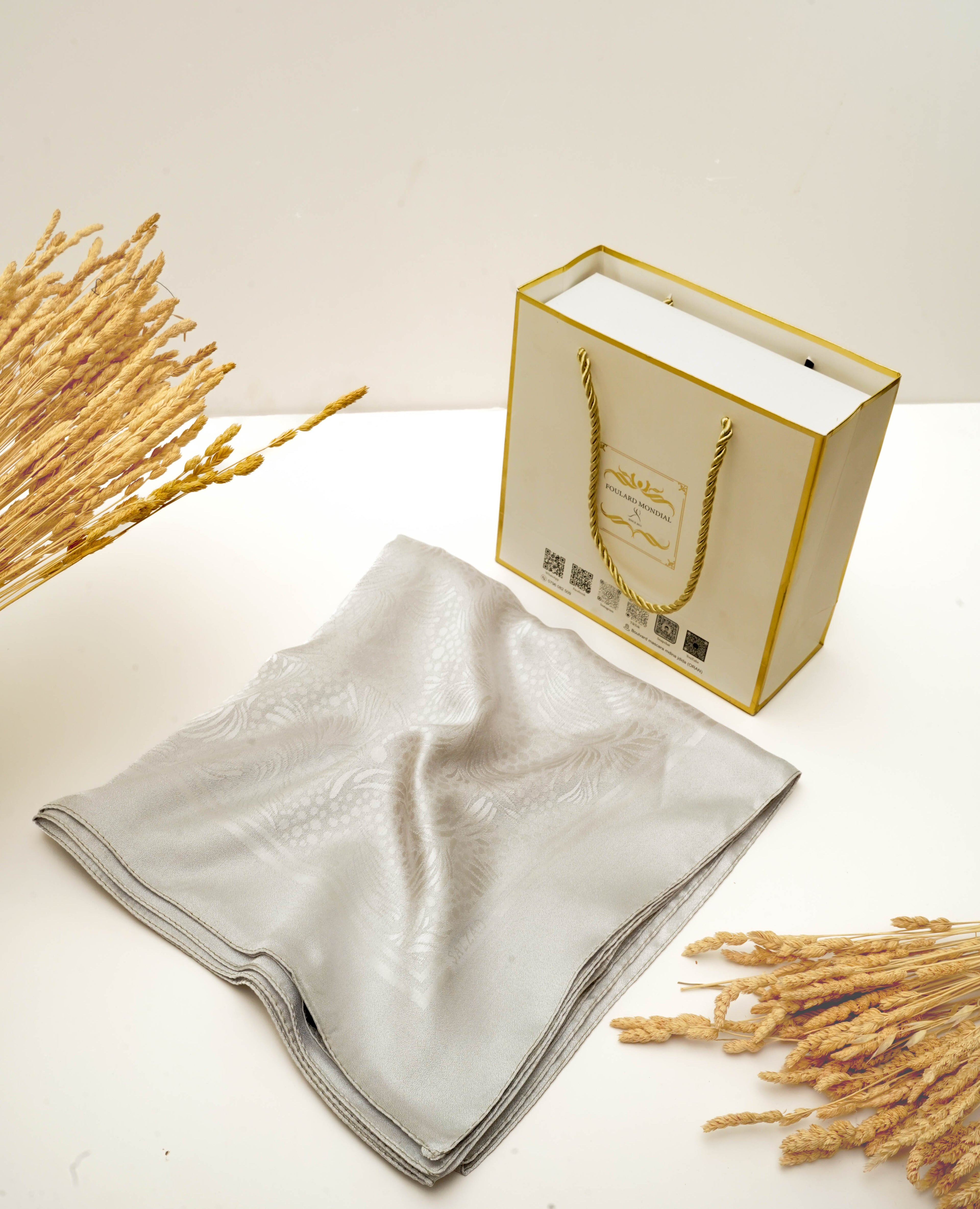 Foulard Kemkha Carre Argent CK-012