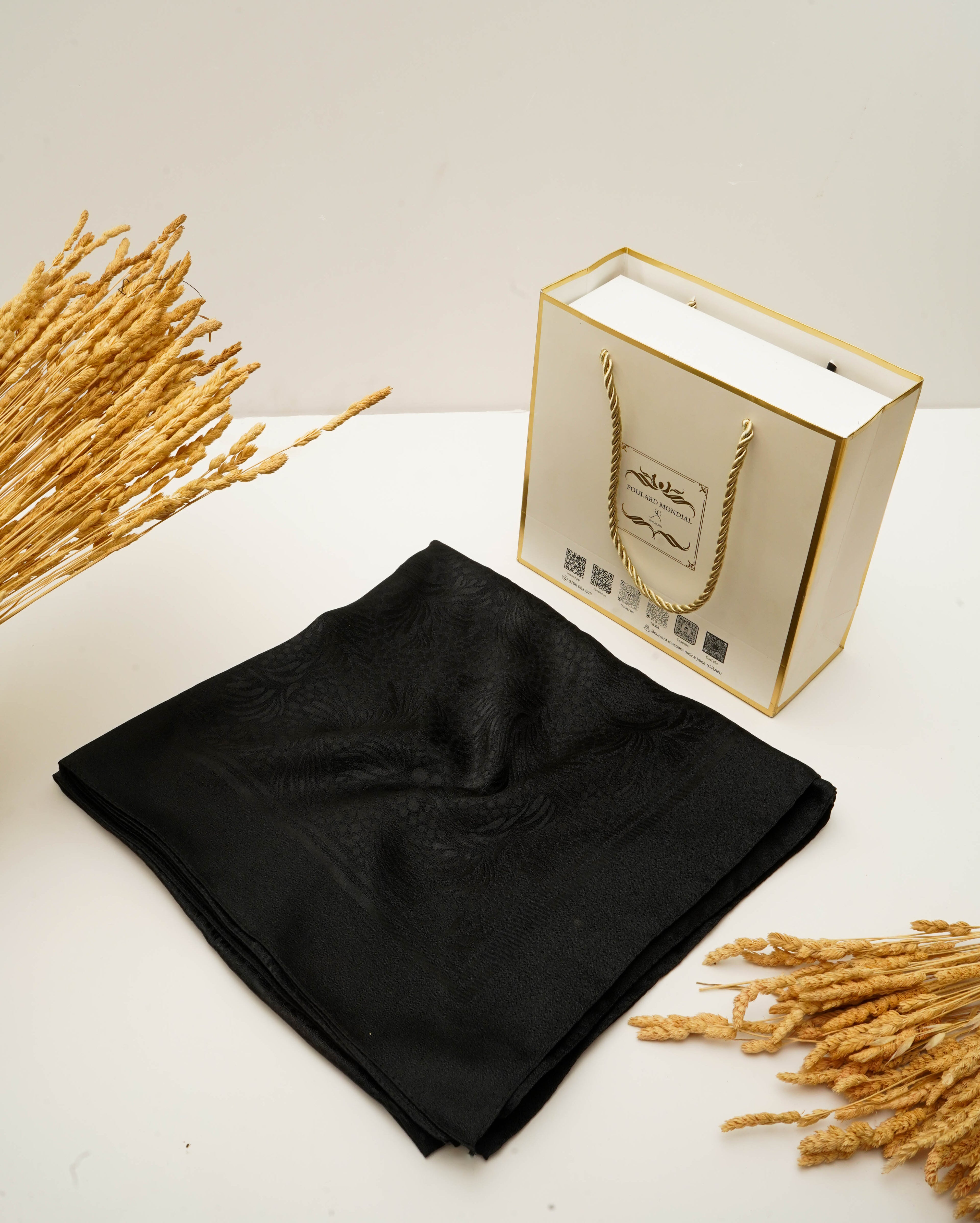 Foulard Kemkha Carree Noir CK-010