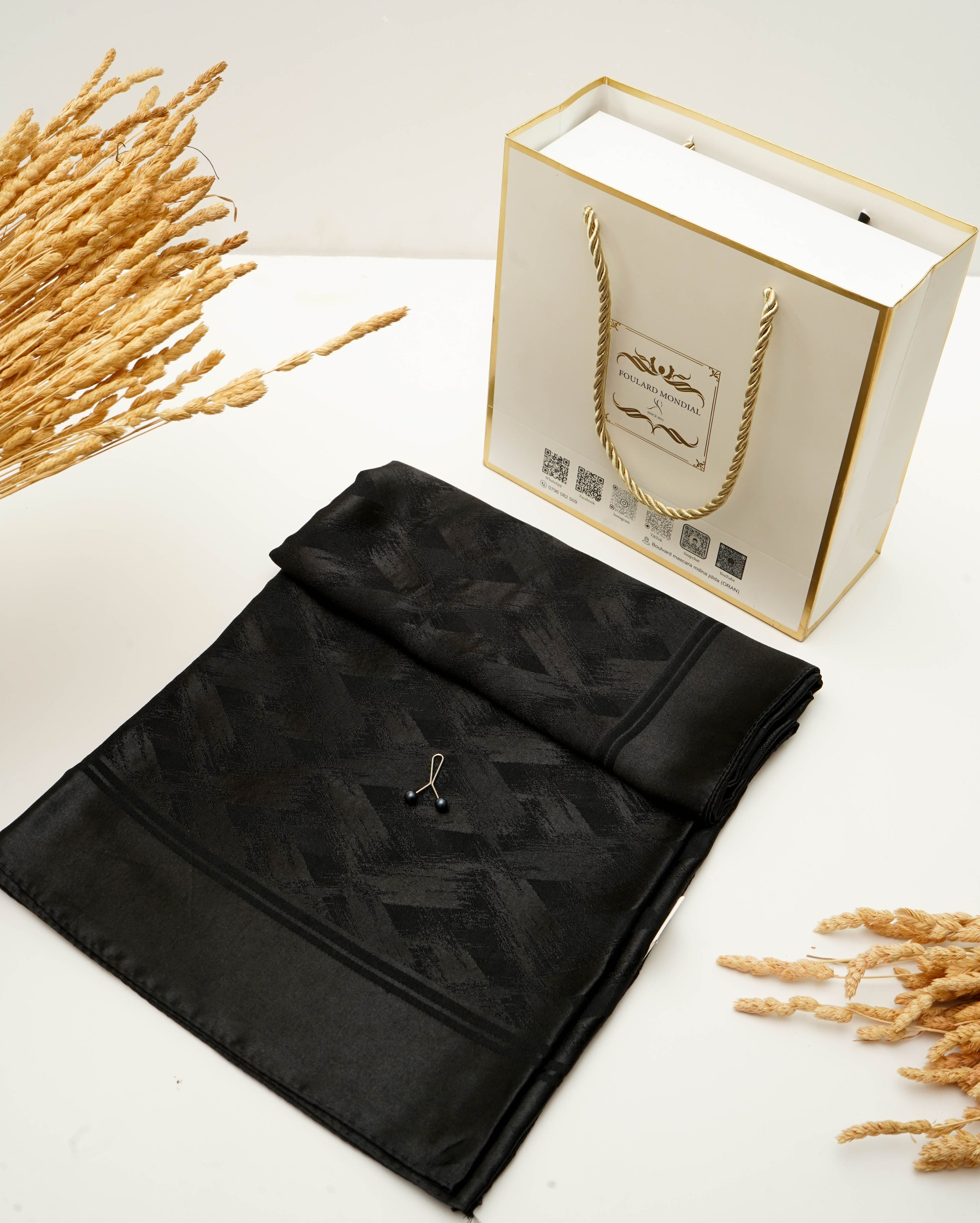 Foulard Kemkha  Carré Noir CP-013