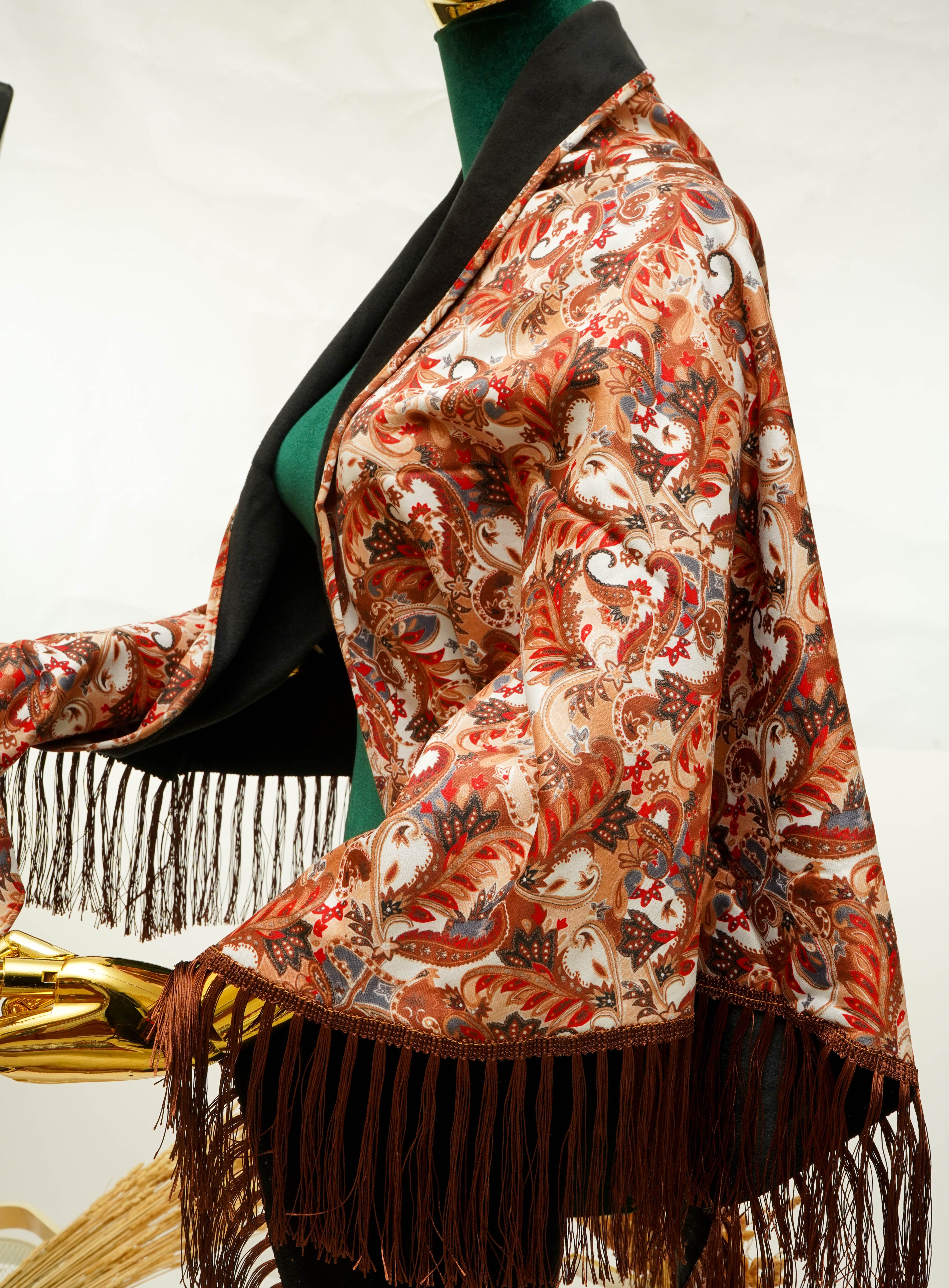 Châle en Velours Marron Cannelle TV-002