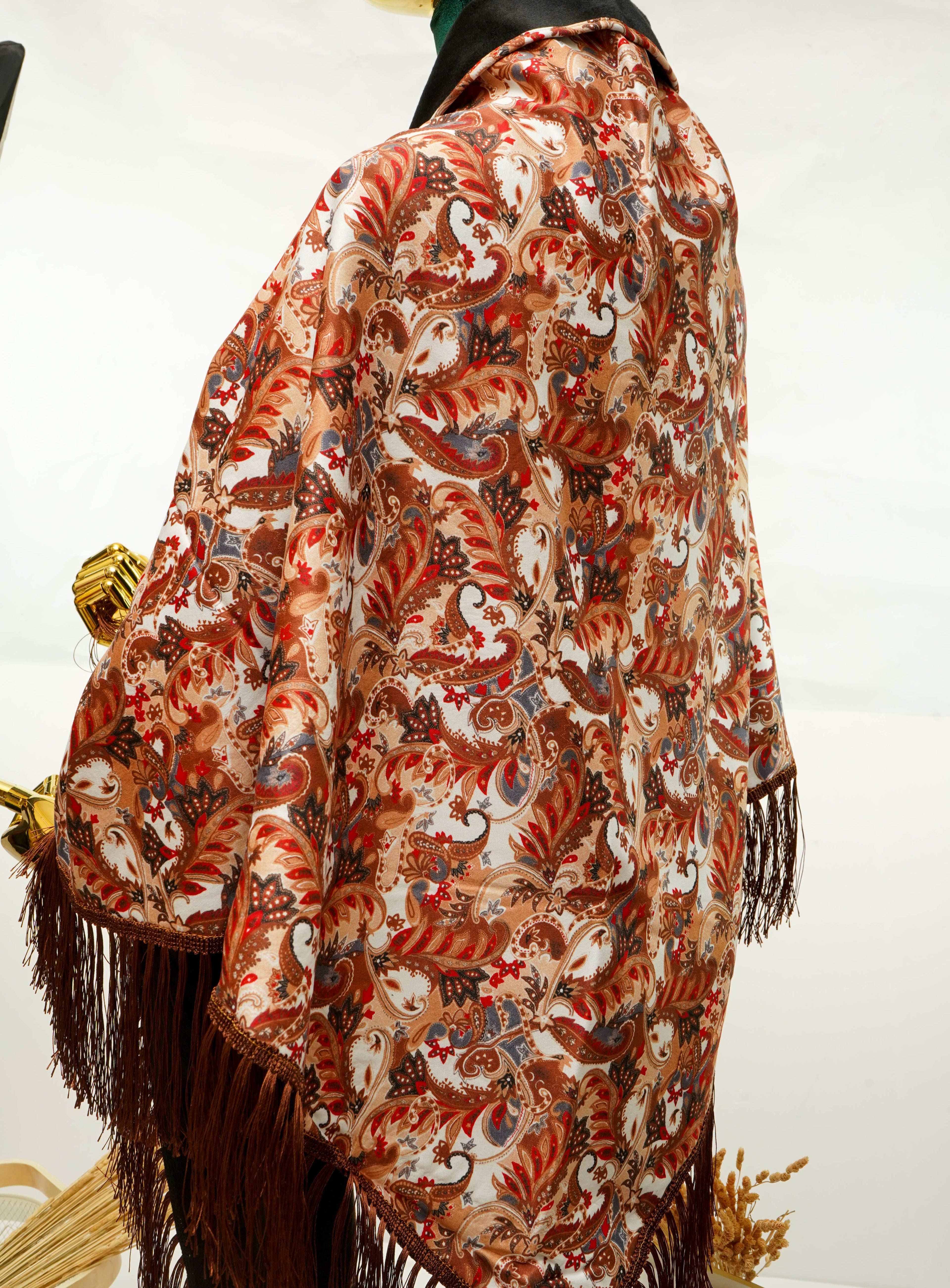 Châle en Velours Marron Cannelle TV-002