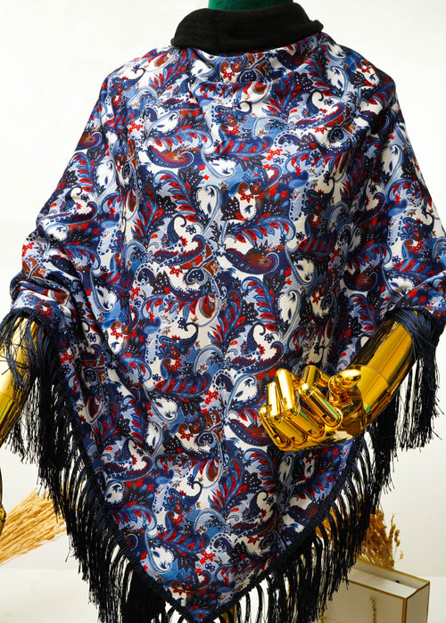 Châle en Velours Bleu  TV-003