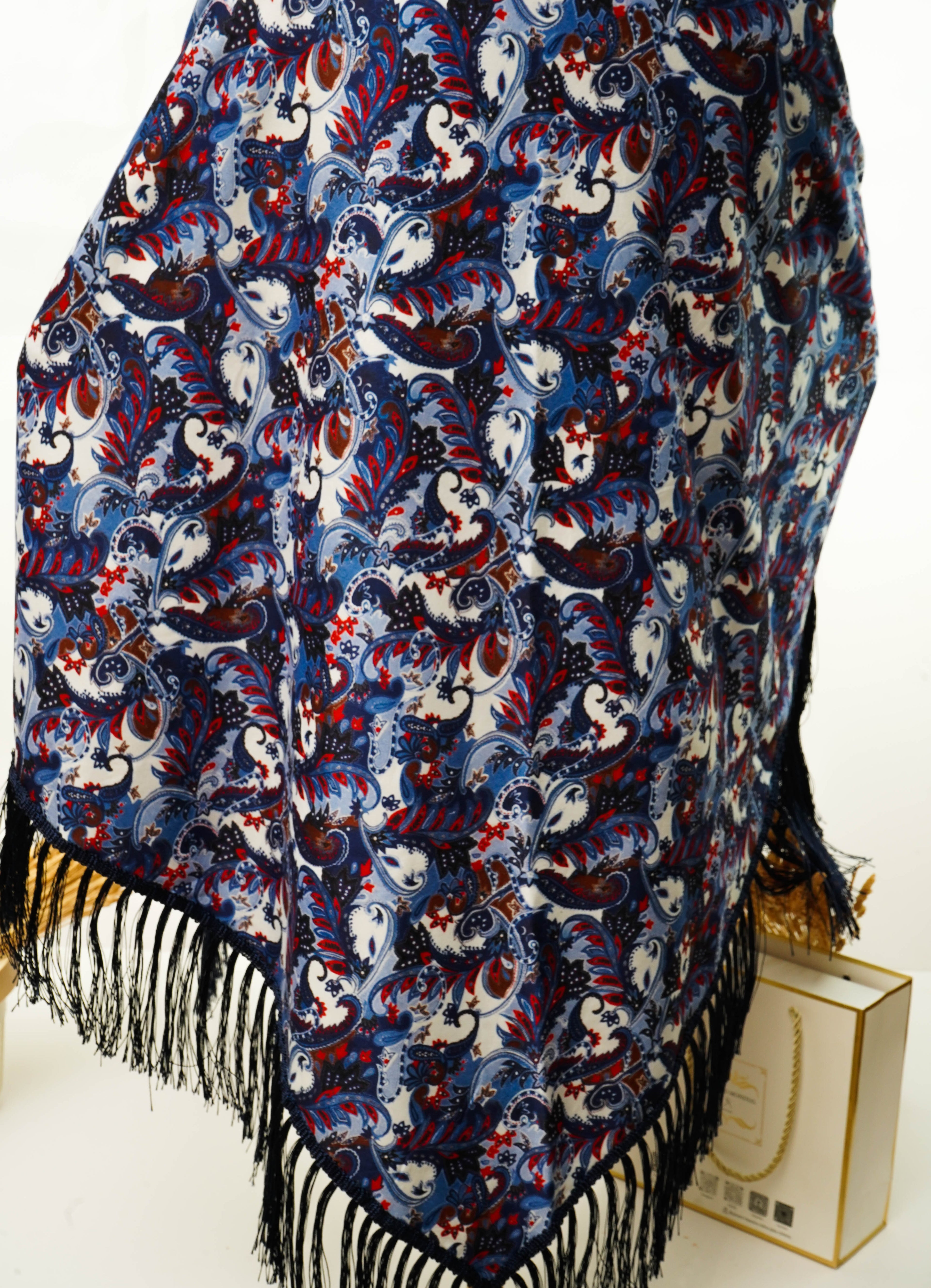 Châle en Velours Bleu  TV-003