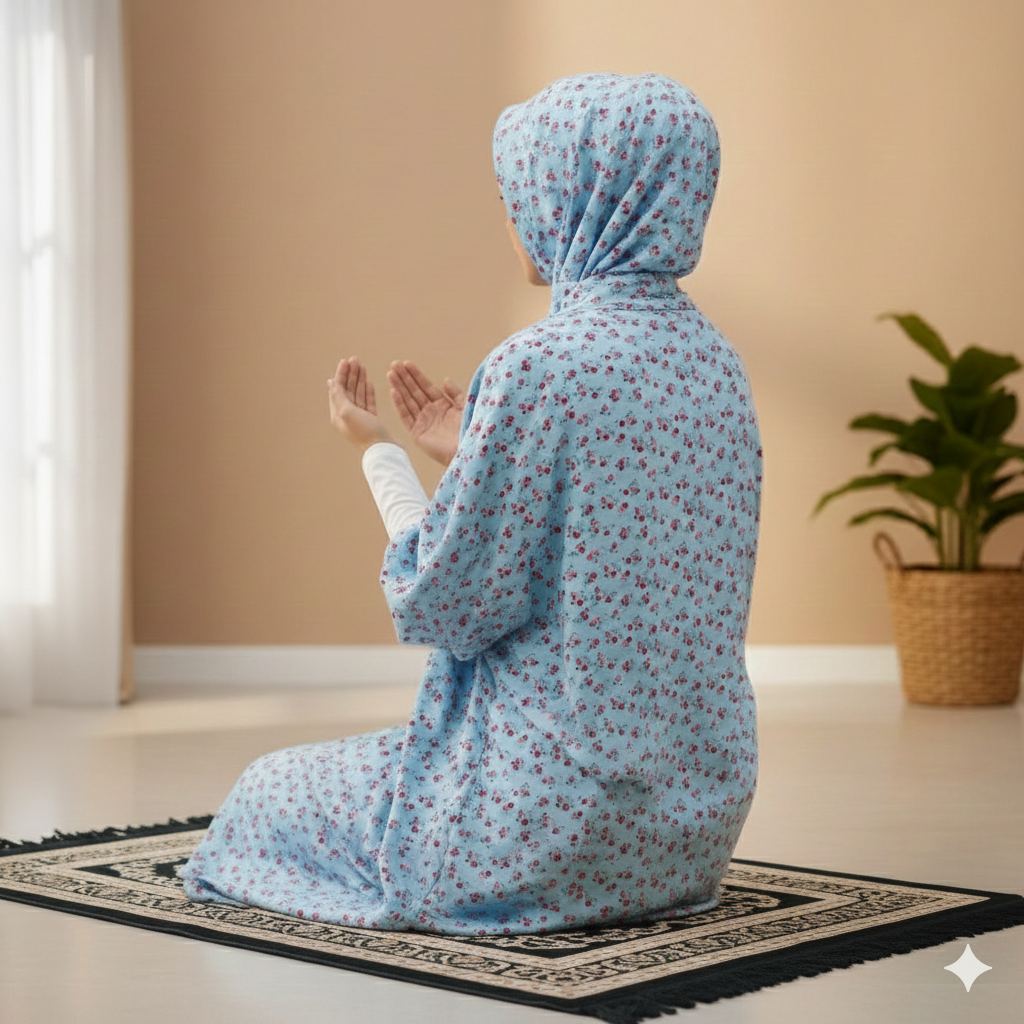 طقم الصلاة نور الزهر الازرق السماوي  HR-006