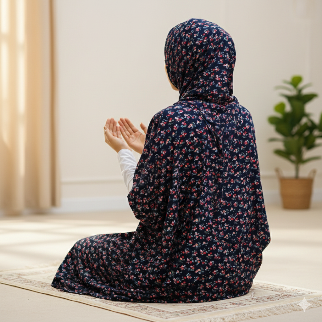 طقم الصلاة نور الزهر الازرق الليلي  HR-007