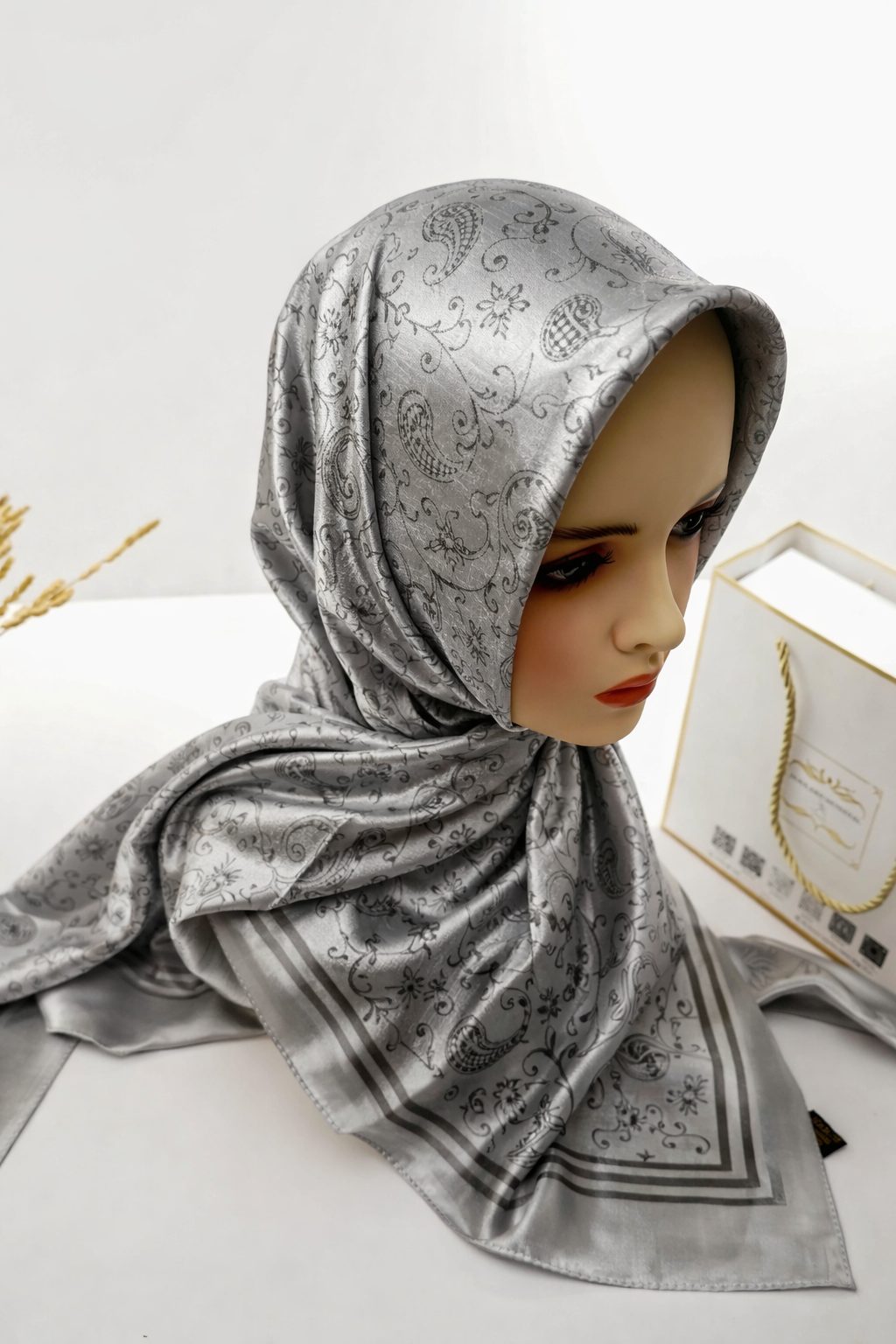 Foulard Kamkha Carré Gris noir CP-003