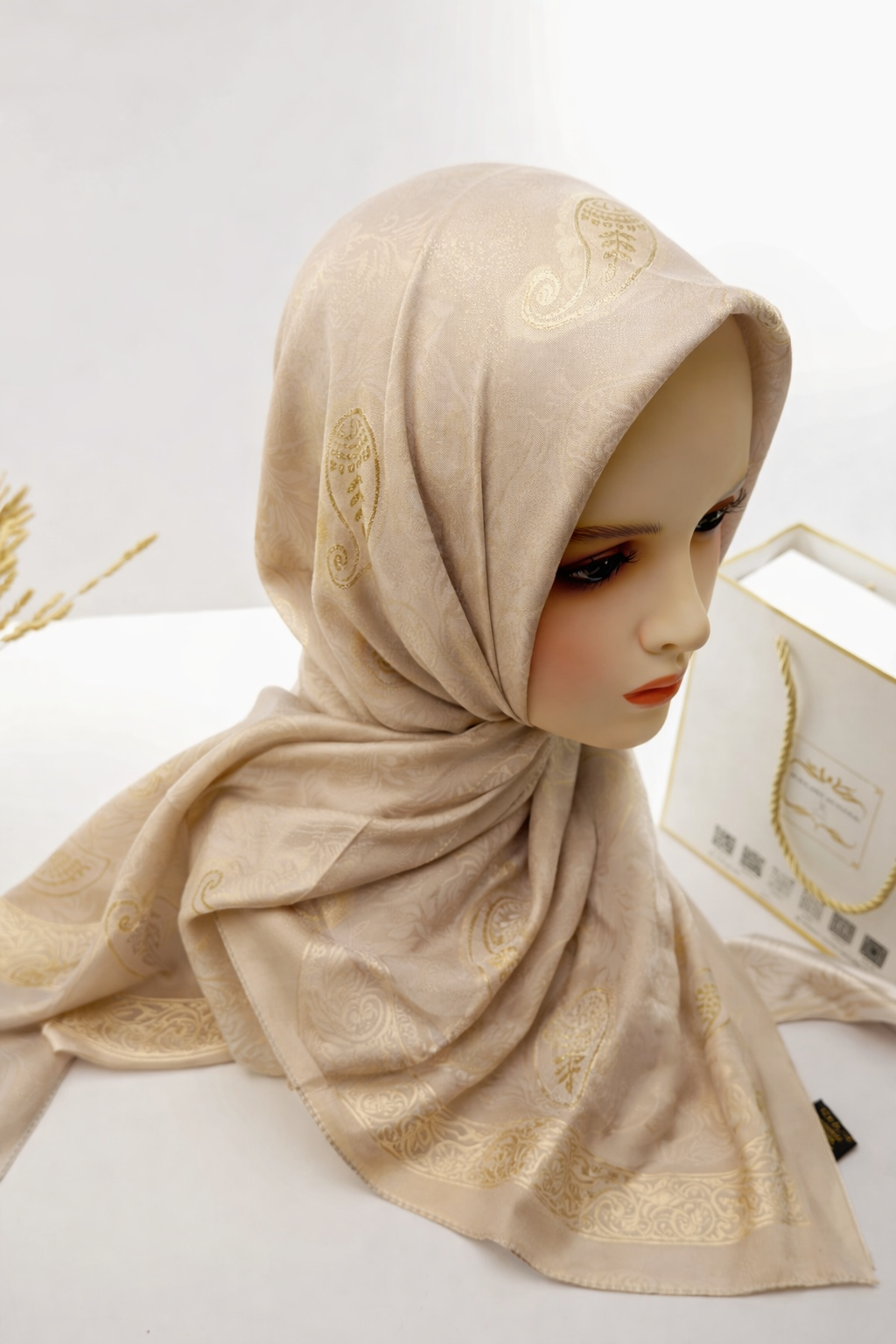 Foulard Kemkha Carre Biege Clair CG-012